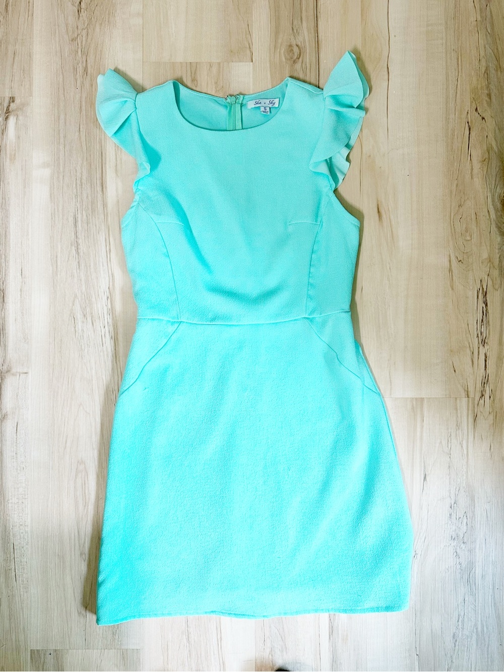 Mint Green Ruffle Sleeve Mini Dress